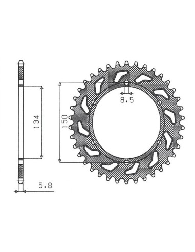 SUNSTAR ZĘBATKA TYLNA 489 48 KAWASAKI KX/KXF `84-'20 (JTR460.48) (ŁAŃC. 520) (48948JT)