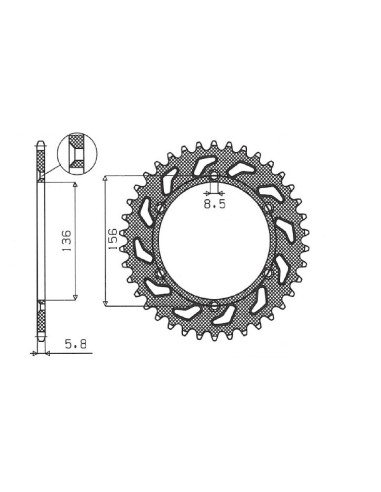 SUNSTAR ZĘBATKA TYLNA 702 50 HUSQVARNA SM 610 (08-09), SUZUKI DR350 (90-03), RGV 250 (91-96) (JTR822.50) (ŁAŃC. 520) (70250JT)