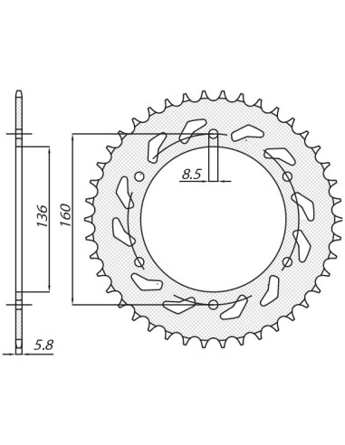 SUNSTAR ZĘBATKA TYLNA 3552 42 APRILIA PEGASO 600 '90-'93, PEGASO 650 '92-'04, BMW F650 '92-'04 (JTR5.42) (ŁAŃC.520) (355242JT)