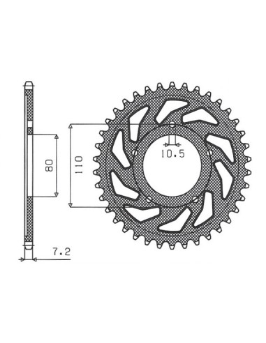 SUNSTAR ZĘBATKA TYLNA 4350 44 HONDA VT 600C SHADOW '90-'07 (JTR1332.44) (ŁAŃC. 525) (435044JT)