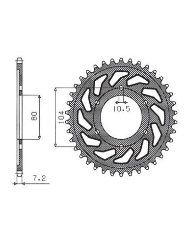 SUNSTAR ZĘBATKA TYLNA 4359 40 KAWASAKI ZX 6 R '98-'02, Z 1000 '07-'09, ZX10R '04-'15 (JTR1489.40) (ŁAŃC. 525) (435940JT)