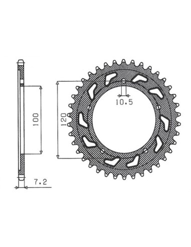 SUNSTAR ZĘBATKA TYLNA 4447 40 / 4363 40 APRILIA RSV 1000 04-15, TUONO 1000 06-10, MANA 850 (08-16) (JTR702.40) (JTR713.40)