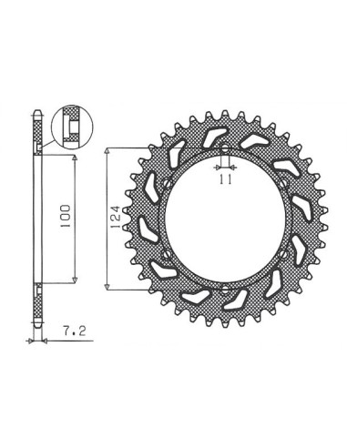 SUNSTAR ZĘBATKA TYLNA 4366 39 DUCATI MONSTER 1000 '03-'05 (JTR745.39) (ŁAŃC. 525) (436639JT)