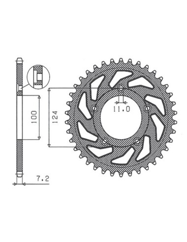 SUNSTAR ZĘBATKA TYLNA 4443 38 DUCATI 749 '03-'06 (JTR744.38) (ŁAŃC. 525) (444338JT)