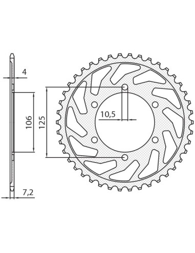 SUNSTAR ZĘBATKA TYLNA 4529 47 TRIUMPH 675 '06-'16 (JTR2014.47) (ŁAŃC. 525) (452947JT)