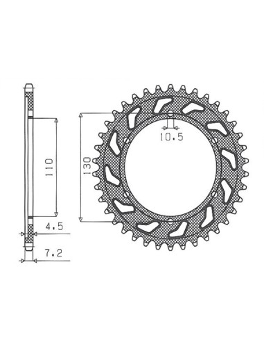 SUNSTAR ZĘBATKA TYLNA 4385 43 SUZUKI GSXR 600 '11-'15, YAMAHA MT-07 '14-'16 (JTR1876.43) (ŁAŃC. 525) (438543JT)