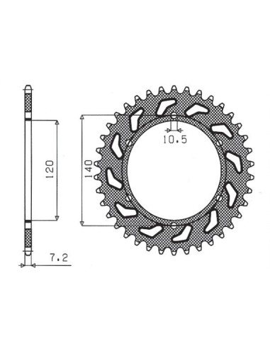 SUNSTAR ZĘBATKA TYLNA 5301 38 KAWASAKI ZR7 (99-04) (JTR498.38) (ŁAŃC. 525) (530138JT)