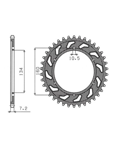 SUNSTAR ZĘBATKA TYLNA 4405 42 HONDA CBR 600RR '03-'06 (PC37) (JTR1307.42) (ŁAŃC. 525) (440542JT)