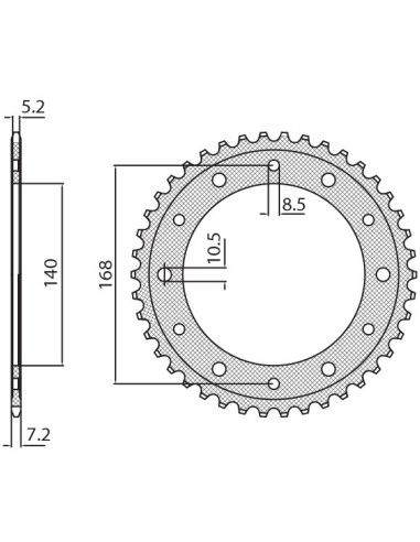 SUNSTAR ZĘBATKA TYLNA 4550 42 BMW F 800GS '08-'12 (OTWÓR POD ŚRUBĘ 8,5MM) (JTR6.42) (ŁAŃC. 525) (455042JT)