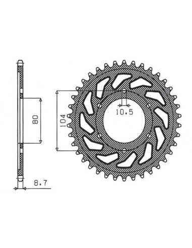 SUNSTAR ZĘBATKA TYLNA 488 40 KAWASAKI KZ 650 SR 77-80, Z 500B3 81, Z 400F 8385 (JTR488.40) (ŁAŃC. 530) (48840JT)