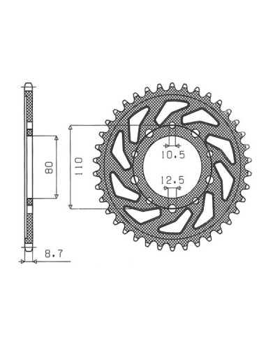 SUNSTAR ZĘBATKA TYLNA 334 41 HONDA CBR 1000F '96-'00 (SC24), VF 500F '85-'88 (JTR1334.41) (ŁAŃC. 530) (33441JT)