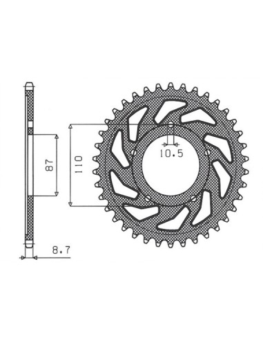 SUNSTAR ZĘBATKA TYLNA 824 45 SUZUKI GSX 750F (99-06), GSX 600F '92-'97 (JTR829.45) (ŁAŃC. 530) (82445JT)