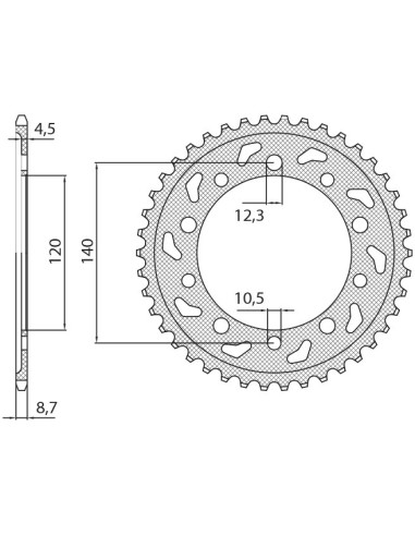 SUNSTAR ZĘBATKA TYLNA 4409 40 SUZUKI SV 1000 '03-'07, GSXR 1000 '01-'06 (-1) (JTR1800.40) (ŁAŃC. 530) (440940JT)