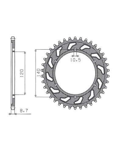 SUNSTAR ZĘBATKA TYLNA 498 38 SUZUKI GSXR 1300 (99-07) (JTR499.38) (ŁAŃC. 530) (49838JT)