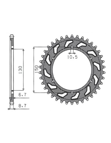 SUNSTAR ZĘBATKA TYLNA 860 38 YAMAHA XJR 1200/1300 95-01 (JTR859.38) (ŁAŃC. 530) (86038JT)