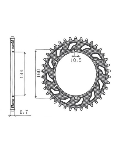 SUNSTAR ZĘBATKA TYLNA 4399 40 HONDA CBR 1000 RR '04-'05, VTR 1000SP1/SP2 '00-'06 (JTR1306.40) (ŁAŃC. 530) (439940JT)