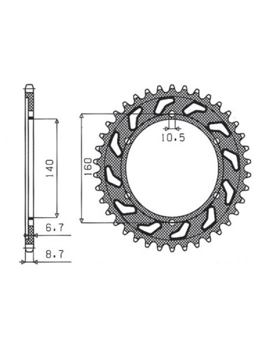 SUNSTAR ZĘBATKA TYLNA 502 44 KAWASAKI GPX 750R, GPZ 750/900/1100, ZRX/ZZR 1100 (JTR502.44) (ŁAŃC. 530) (50244JT)