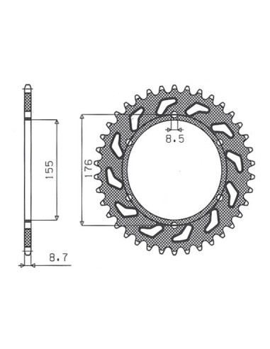 SUNSTAR ZĘBATKA TYLNA 4392 43 TRIUMPH 900/955/1000 (JTR2011.43) (ŁAŃC. 530) (439243JT)