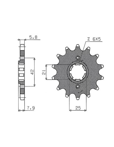 SUNSTAR ZĘBATKA PRZEDNIA 575 15 YAMAHA XT 600 '83-'86, TT600, XT550 (JTF575.15) (ŁAŃC. 520) (57515JT)