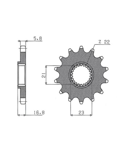 SUNSTAR ZĘBATKA PRZEDNIA 443 16 YAMAHA XJ 600 DIVERSION '92-'03 (JTF582.16) (ŁAŃC. 520) (44316JT)