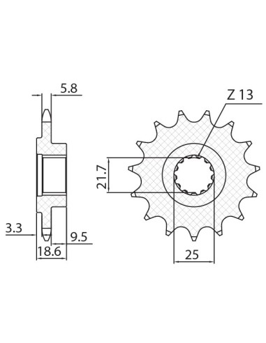 SUNSTAR ZĘBATKA PRZEDNIA 2119 14 KAWASAKI Z 750 '04-'12, Z 800 '13-'16 (JTF1538.14) (ŁAŃC. 520) (211914JT)