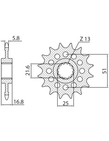 SUNSTAR ZĘBATKA PRZEDNIA 2042 16 HONDA NC 750X/S/DCT '14-'15, INTEGRA 750 DCT '14-'15 (JTF1373.16) (ŁAŃC. 520) (204216JT)