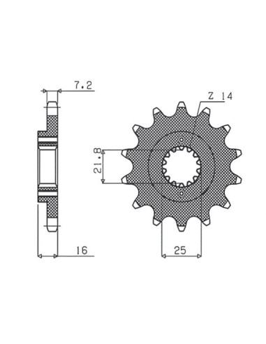 SUNSTAR ZĘBATKA PRZEDNIA 2050 14 DUCATI 796/916/944/996 (-1) (JTF740.14) (ŁAŃC. 525) (205014JT)