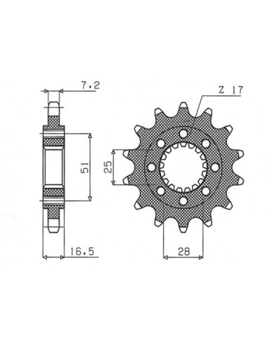 SUNSTAR ZĘBATKA PRZEDNIA 2147 17 KTM 950/990/1190 '06-'13 (JTF1904.17) (ŁAŃC. 525) (214717JT)