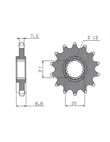 SUNSTAR ZĘBATKA PRZEDNIA 2137 16 KAWASAKI ZX9R '02-'03, Z 1000 '03-'06 (JTF1537.16) (ŁAŃC. 525) (213716JT)