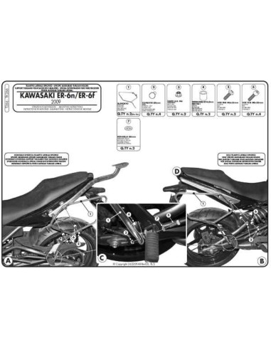 KAPPA STELAŻ POD TORBY (SAKWY) BOCZNE KAWASAKI ER-6N 05 - 08