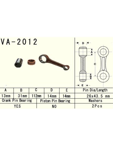 VESRAH KORBOWÓD YAMAHA YFM 125 (YFM125) GRIZZLY '04-'13, YFM 125 (YFM125) HUNTER '05-'08, YFA 125 (YFA125) BREZZE '89-'04