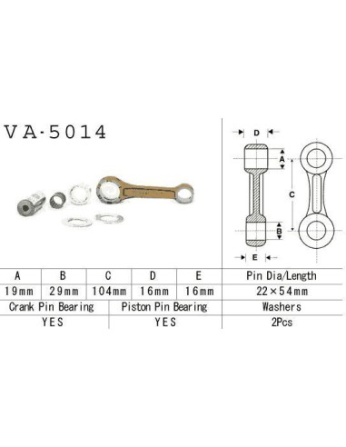 VESRAH KORBOWÓD HONDA CR 125 '88-'07 (VA5014) (MADE IN JAPAN)