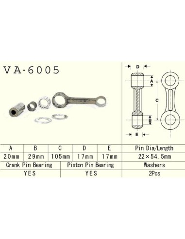 VESRAH KORBOWÓD YAMAHA YZ 125 (YZ125) '86-'96 (VA6005) (MADE IN JAPAN)