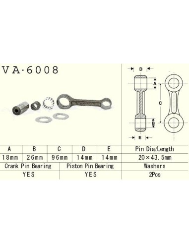 VESRAH KORBOWÓD YAMAHA YZ 80 (YZ80) '93-'01, YZ 85 (YZ85) '02-'18 (VA6008) (MADE IN JAPAN)