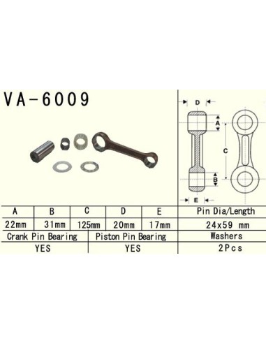 VESRAH KORBOWÓD YAMAHA YZ 250 (YZ250) '99-'20 (VA6009) (MADE IN JAPAN)