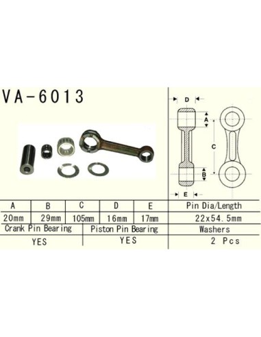 VESRAH KORBOWÓD YAMAHA YZ 125 (YZ125) '97-'00 (VA6013) (MADE IN JAPAN)