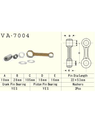 VESRAH KORBOWÓD SUZUKI RM 125 (RM125) '87-'96 (VA7004) (MADE IN JAPAN)