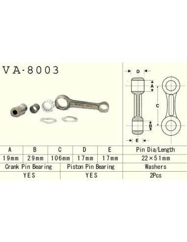 VESRAH KORBOWÓD KAWASAKI KX 125 (KX125) '94-'97 (VA8003) (MADE IN JAPAN)