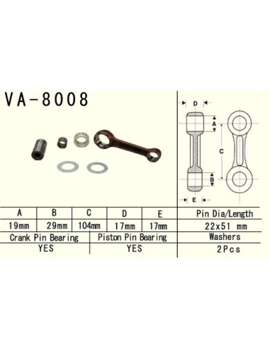 VESRAH KORBOWÓD KAWASAKI KX 125 (KX125) '98-'02 (VA8008) (MADE IN JAPAN)