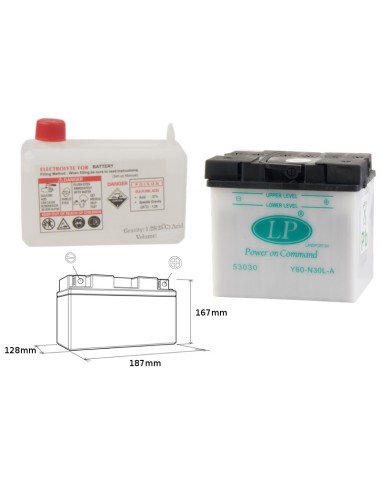 LANDPORT AKUMULATOR Y60-N30L-A (MD L60-N30L-A) 12V 30AH 187X130X170 (G60N30LA) OBSŁUGOWY - ELEKTROLIT OSOBNO (2) UE2019/1148