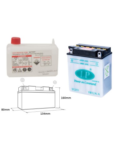 LANDPORT AKUMULATOR YB12A-A (MD LB12A-A) 12V 12AH 134X80X160 (GB12AA) OBSŁUGOWY - ELEKTROLIT OSOBNO (4) UE2019/1148