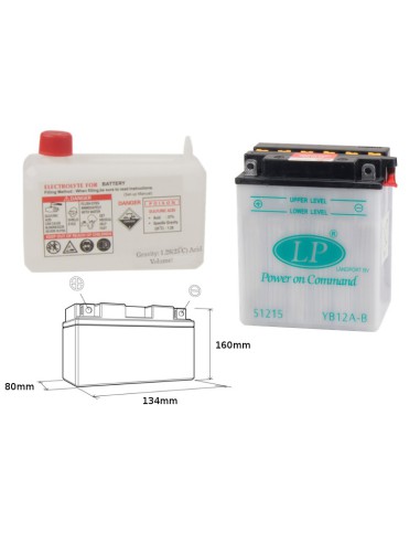 LANDPORT AKUMULATOR YB12A-B (MD LB12A-B) 12V 12AH 134X80X160 OBSŁUGOWY - ELEKTROLIT OSOBNO (4) UE2019/1148