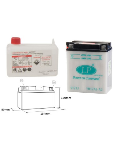 LANDPORT AKUMULATOR YB12AL-A2 (MD LB12AL-A2) 12V 12AH 135X81X161 (GB12ALA) OBSŁUGOWY - ELEKTROLIT OSOBNO (4) UE2019/1148