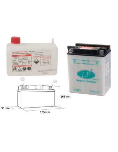 LANDPORT AKUMULATOR YB14-A2 (MD LB14-A2) 12V 14AH 135X91X167 OBSŁUGOWY - ELEKTROLIT OSOBNO (4) UE2019/1148