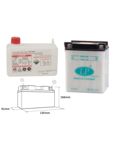 LANDPORT AKUMULATOR YB14L-A2 (MD LB14L-A2) 12V 14AH 135X91X167 OBSŁUGOWY - ELEKTROLIT OSOBNO (4) UE2019/1148