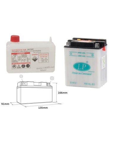 LANDPORT AKUMULATOR YB14L-B2 (MD LB14L-B2) 12V 14AH 135X91X167 OBSŁUGOWY - ELEKTROLIT OSOBNO (4) UE2019/1148