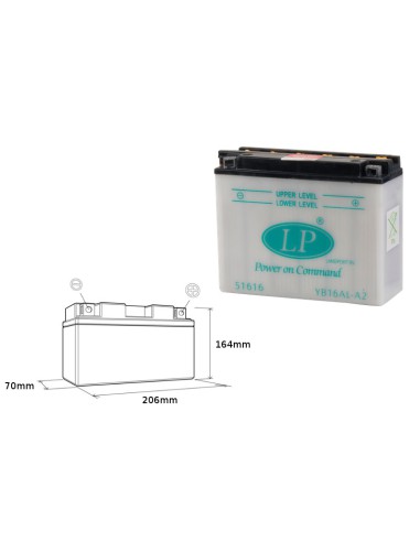 LANDPORT AKUMULATOR YB16AL-A2 (MB LB16AL-A2) 12V 16Ah 205x71x164 OBSŁUGOWY - BEZ ELEKTROLITU (5)