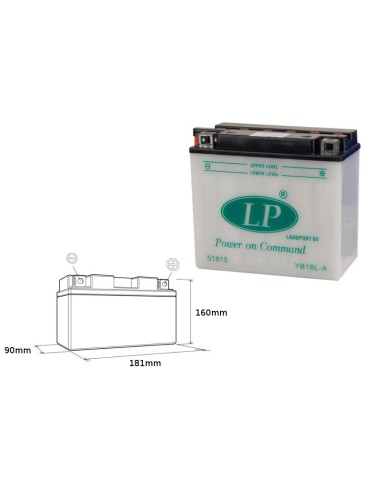 LANDPORT AKUMULATOR YB18L-A (MB LB18L-A) 12V 18AH 182X92X164 MOTO GUZZI, GTR 1000, Z 1000/1100 OBSŁUGOWY - BEZ ELEKTROLITU (5)