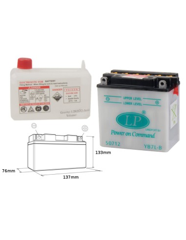 LANDPORT AKUMULATOR YB7L-B (MD LB7L-B) 12V 8AH 137X76X134 OBSŁUGOWY - ELEKTROLIT OSOBNO (4) UE2019/1148