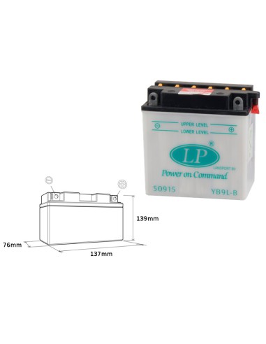 LANDPORT AKUMULATOR YB9L-B (MB LB9L-B) 12V 9AH 137X76X140 (12N9-3B) OBSŁUGOWY - BEZ ELEKTROLITU (5)